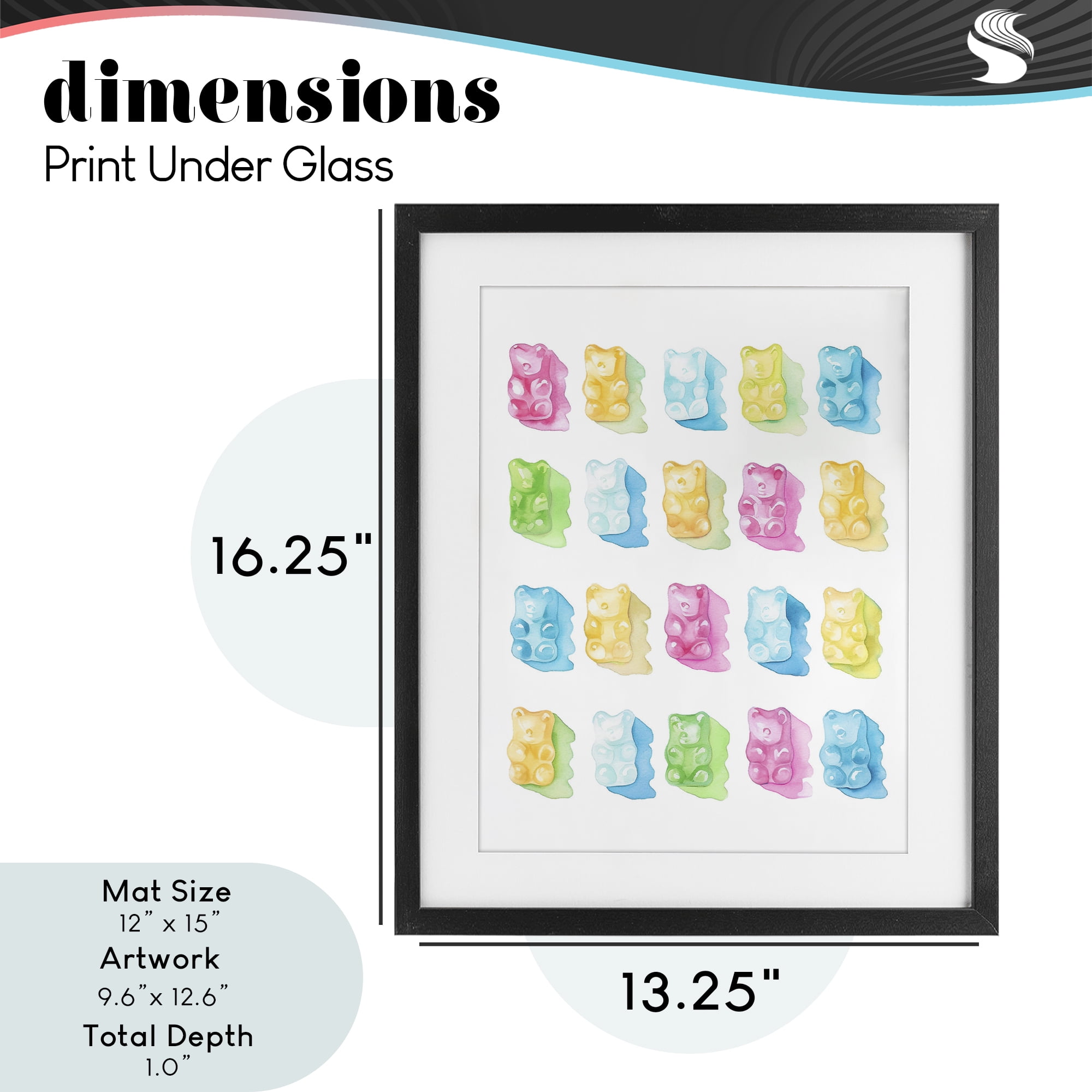 Pastel Candy Bears Collection Black Framed Print Under Glass, design by Lil' Rue