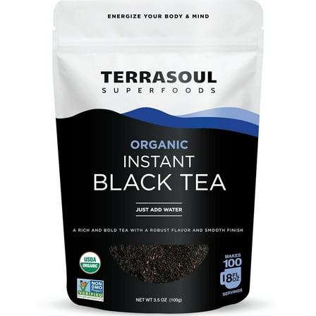 Terrasoul Superfoods Organic Instant Black Tea, 3.5 Oz - Premium, Bold & Smooth Flavor, USDA Organic