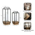 thumbnail image 3 of Kate and Laurel Brandt Farmhouse Two-Piece Candle Holder Set, 7 x 7 x 19, Hazelnut and Black, Transitional Wood and Metal Lantern Candle Holders for Fireplace Mantel Display, 3 of 9