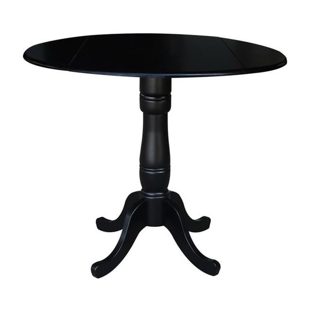 International Concepts K46-42DPT-6B Table Ronde à Double Abattant 42 Po, 35.5 Po - Noir