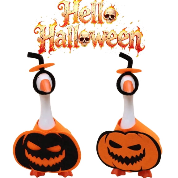FEOLGEHLY Halloween Desk Goose Outfits 7 Inches, Halloween Pumpkin Goose Outfits, Halloween Decorations, Halloween Goose Decor, 7 Inches Desk Goose Clothes for Desktop Figurines (B)