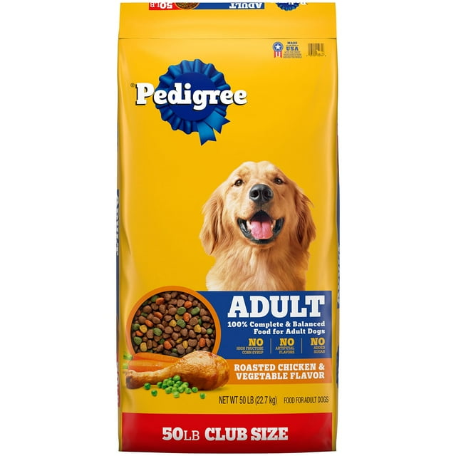 Pedigree Roasted Chicken and Vegetable, Adult Dry Dog Food, 50 lbs.