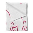 thumbnail image 2 of Yoga Soft Flannel Fleece Throw Blanket, Doodle Style Women Various Exercise Poses Workout Health Lifestyle Bodycare, Cozy Plush for Indoor and Outdoor Use, 70" x 90", Pink White, by Ambesonne, 2 of 5