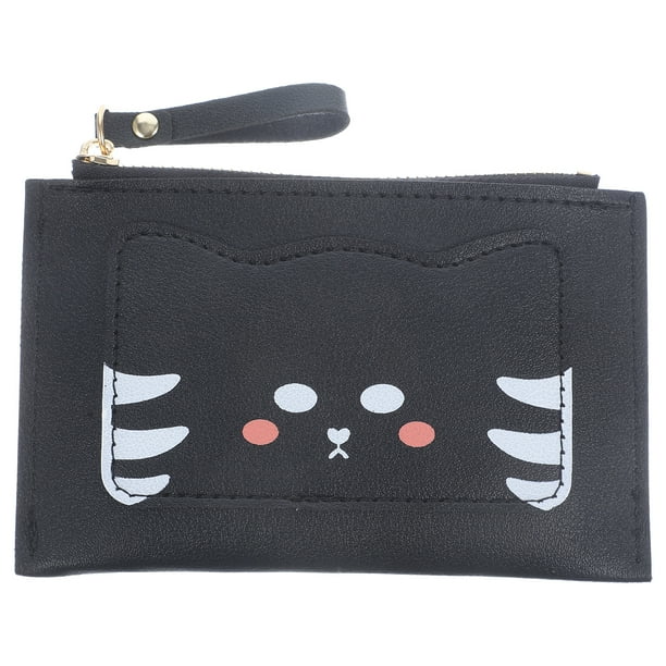 KAKOWELY Cartera de gato de dibujos animados, tarjetero de cuero sintético, monedero, monedero, regalo de cumpleaños y San Valentín.