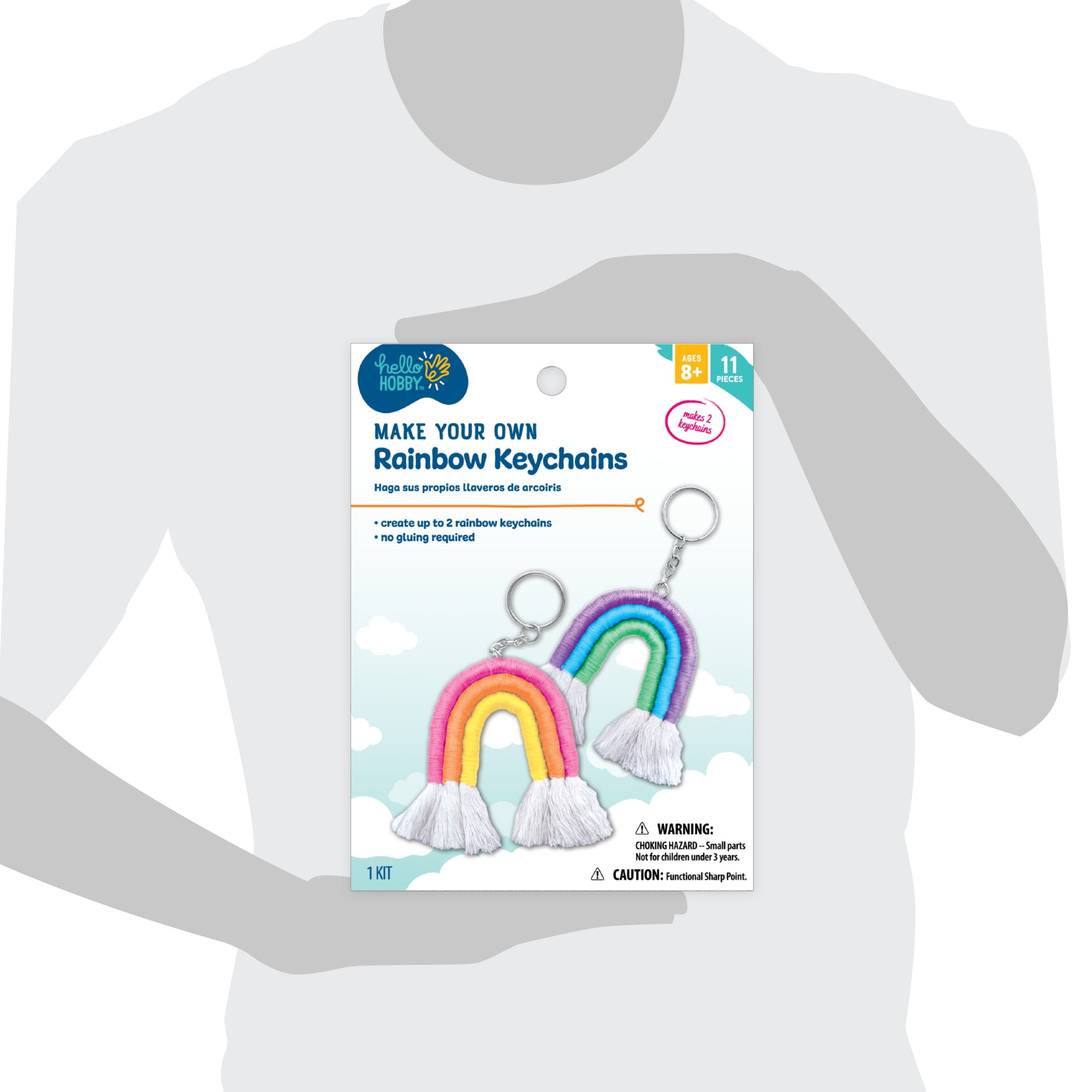 (2 pack) Hello Hobby Make Your Own Rainbow Keychains, Arts and Crafts Kit for Kids