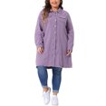 thumbnail image 2 of Agnes Orinda Women's Plus Size Jean Jacket Long Sleeve Maxi Length Denim Jackets 1X Purple, 2 of 6