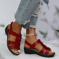 thumbnail image 5 of Ketyyh-chn99 Womens Platform Sandals Shoes Ladies Slippers Wedge Sandals for Women Dressy Summer Platform Casual Comfortable with Open Toe Red,7.5, 5 of 5