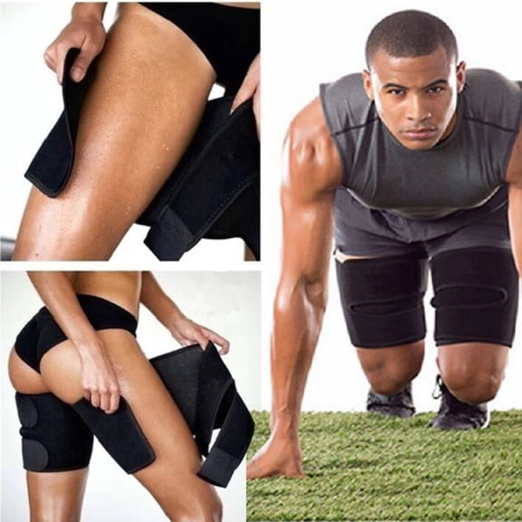 Infidev Men's Slimming Sweat Bands Thigh Shapers Activewear, Black (2-Pack)