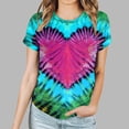 thumbnail image 2 of ShomPort Tie Dye Print Tunic Tops for Womens Short Sleeve Round Neck Trendy Spring Summer Tops, 2 of 4