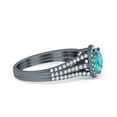 thumbnail image 3 of Halo Round Accent Dazzling Ring Black Tone Paraiba Tourmaline CZ 925 Sterling Silver Size 6, 3 of 8