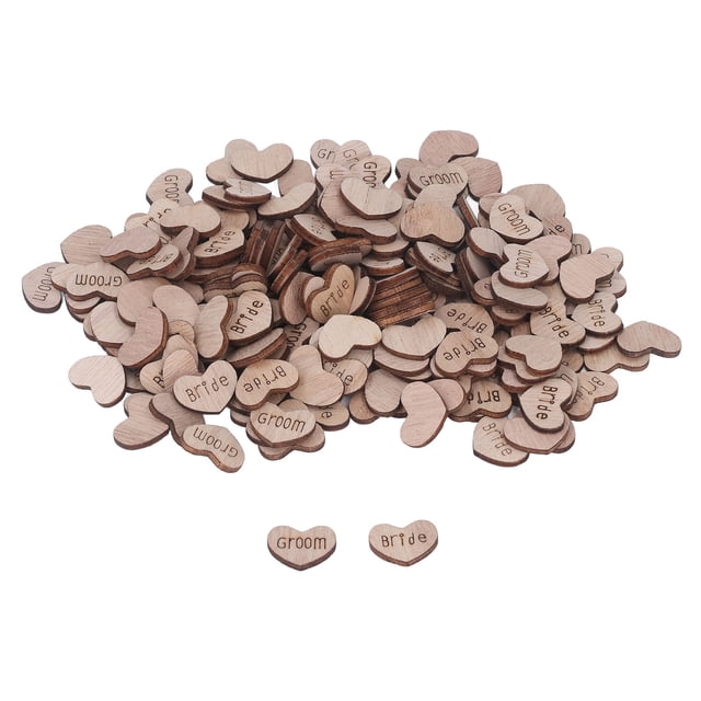 Confeti De Madera, Confeti De Corazón, 2 X 1,5 Cm, Tablero De Densidad Para Hacer Bricolaje, Diseño De Parte Trasera Plana Para Decoración ANGGREK Bridal Shower Confetti
