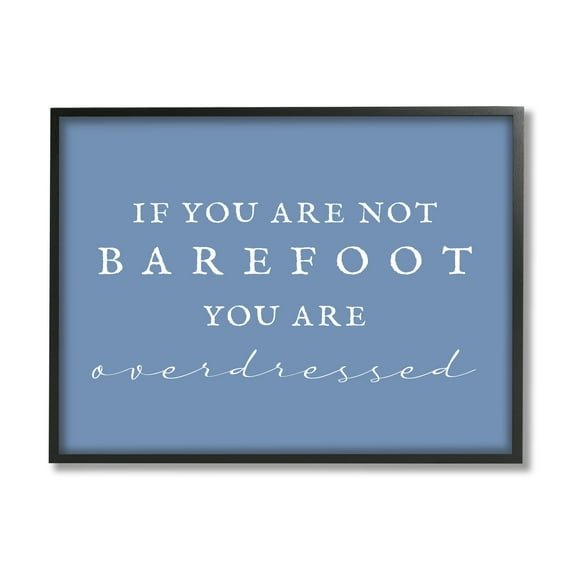 Stupell Industries Funny Barefoot Beach Phrase Inspirational Painting Black Framed Art Print Wall Art, 14 x 11