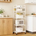 thumbnail image 3 of White M Plastic Rolling Storage Cart Kitchen Rack Multi Layer Trolley 156X42X32Cm White M, 3 of 7