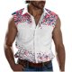 thumbnail image 1 of Camisas de Cuello para Hombres, Moda Casual Día de la Independencia Imprimir Turndown Bolsillos sin Mangas Tanque Deportivo, 1 of 5