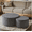 Gray, variant on CKEASEAN 50" Modern Nesting Coffee Table Set of 2, Upholstered Round Center Tables with Ottoman, Side Table with Foam & Corduroy Fabric for Living Room, Apartment, No Assembly Needed