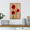 thumbnail image 4 of wall26 Canvas Print Wall Art Vivid Red Poppy Flower Trio on Wood Panels Nature Wilderness Digital Art Realism Chic Colorful Multicolor Ultra for Living Room, Bedroom, Office - 12"x18", 4 of 7
