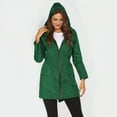 thumbnail image 4 of Veste Imperméable pour Femmes Mi-Longue à Fermeture Éclair devant avec Capuche Vert Gazon L, 4 of 8