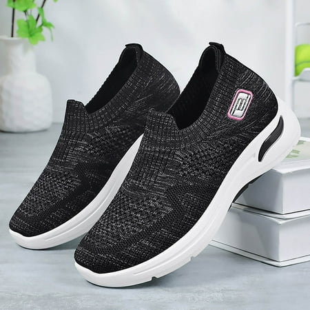 XDDST Womens Flats Comfortable Dressy Flat Women s Spring and Summer Fashion Mesh Shoes A Soft Sole Lazy Shoes Casual Light Breathable Mother Shoes Black