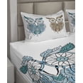 thumbnail image 2 of Ambesonne Tribal Fitted & Top Sheet Set with Shams, Farsighted Birds, Cream White Teal, 2 of 4