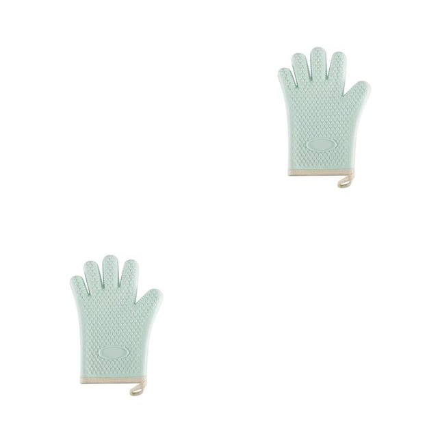 Bearachild Guante para horno de 1 pieza, impermeable, para hornear, para microondas, reutilizable, para panadería, Picnic, cómodo guante para Verde claro 2piezas
