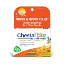 Boiron Chestal Kids Pellets, Homeopathic Medicine for Cough & Mucus Relief, Chest Congestion, Dry, Fitful Cough, 2 x 80 Meltaway Pellets