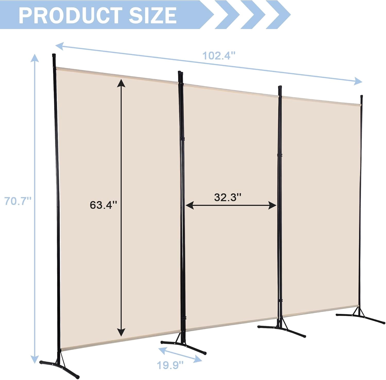 CL.HPAHKL 3 Panel Room Divider Folding Privacy Screen, Freestanding Wall Divider Room Partition for Home Office Bedroom, Beige