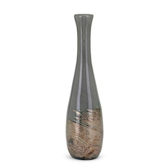 Benzara BM196106 Vase avec des Tourbillons Texturé Base & Ouverture Évasée&44; Gris & Or - Petit