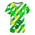 thumbnail image 5 of BiZtdJrK St Patrick's Day Scrub Tops for Women Short Sleeve V-Neck Printed Scrubs Top Holiday Medical Nursing Uniforms Going Out Outfits Yellow XXL Big Sale Days, 5 of 6