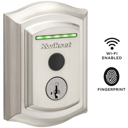 Kwikset - Halo Smart Lock Wi-Fi Replacement Deadbolt with App/Key/Fingerprint Access - Satin Nickel