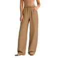 thumbnail image 2 of Women Cotton Linen Pants 2026 Spring Summer High Waisted Straight Leg Trousers Drawstring Beach Casual Vacation Pant, M, 2 of 5