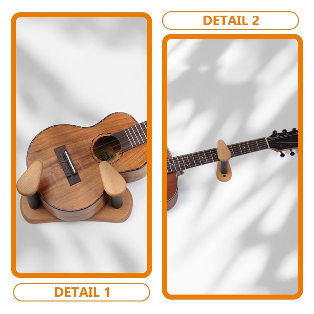ULTNICE Solid Wood Guitar Wall Mount Light Brown Split Design for Acoustic Classical Guitars and Ukuleles