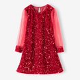 thumbnail image 2 of Atogsazn Baby Girls Squein Dress Toddler Loose Long Sleeve Dress Baggy Princess Clothes Fashionable Red 2-3 Years, 2 of 7