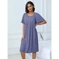 thumbnail image 2 of MINTREUS Nightgown Short Sleeve for Women Sleepwear V Neck Nightshirt House Dress with Pockets, 2 of 7