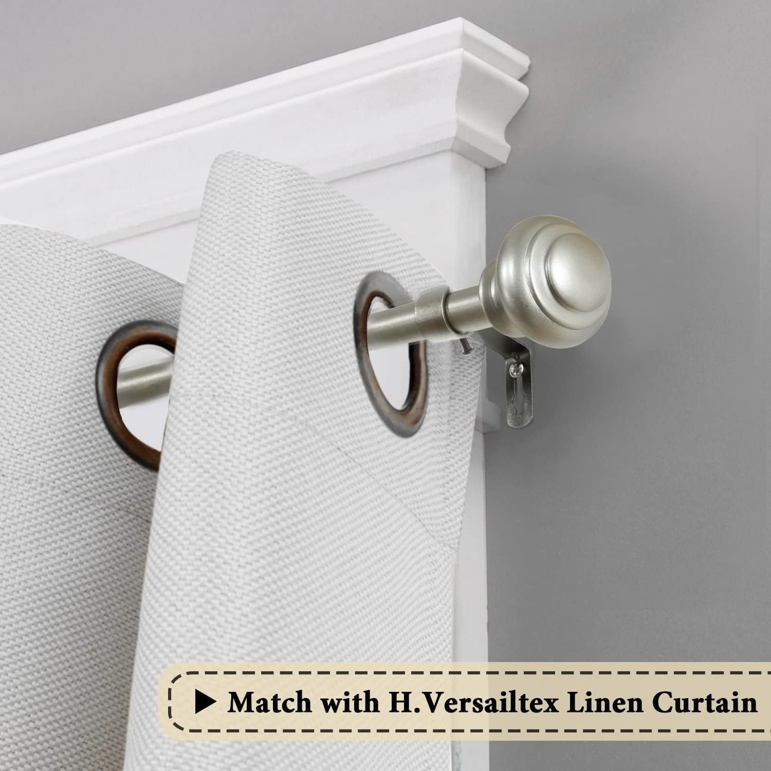 H.VERSAILTEX Curtain Rod for Windows 48 - 84 Inch, 3/4 Inch Diameter Decorative Curtain Rod Set, Nickel