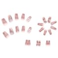 thumbnail image 5 of Uñas postizas de prensa larga, uñas acrílicas con purpurina y diseño de mariposa, uñas postizas de ataúd, uñas desnudas, 5 of 5