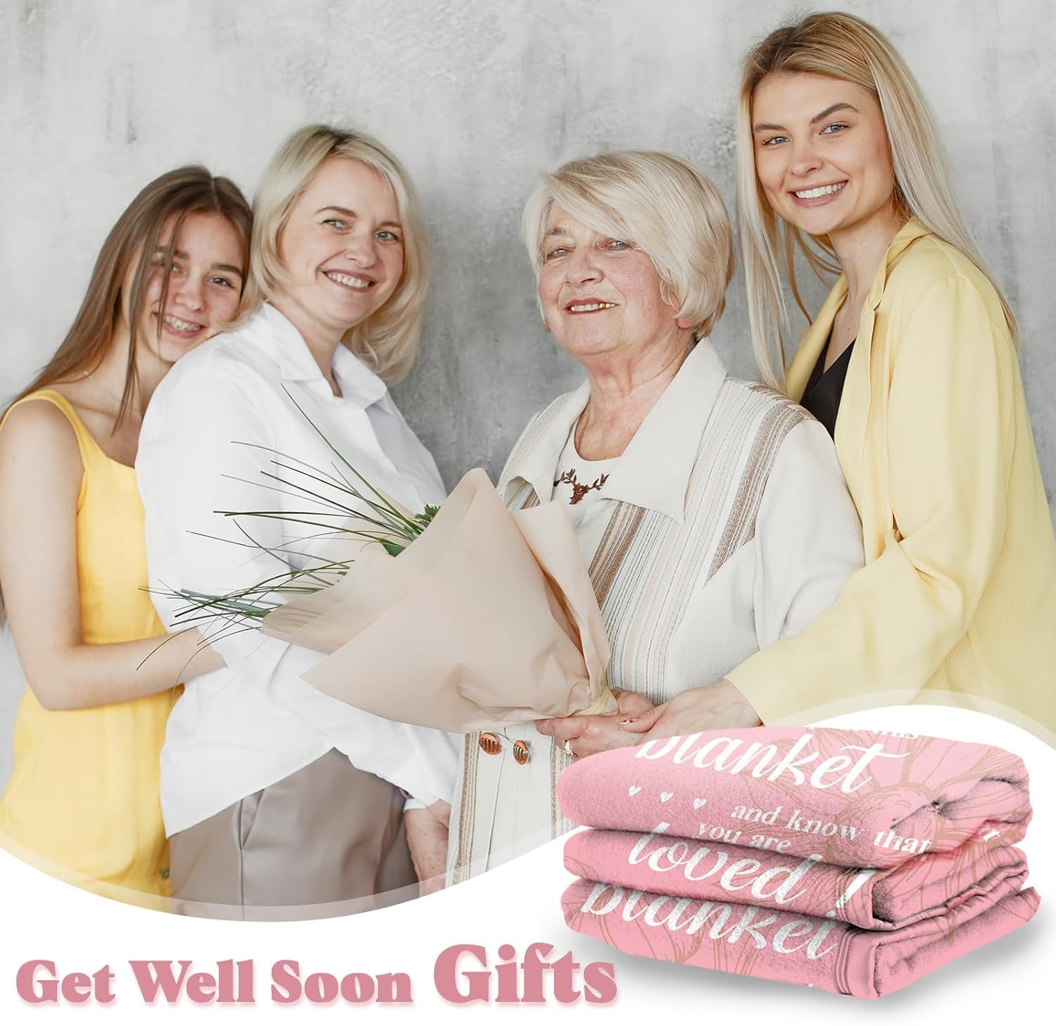 Get Well Soon Gifts, Hug Blanket, Inspirational Gifts for Her Him, Cancer Care Gifts for Women or Men, Encouragement Healing/After Surgery/Thinking of You Gifts