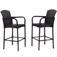 thumbnail image 1 of Gymax 2PC Rotin en Osier Bar Tabouret Accoudoir Haut Chaise Patio, 1 of 7