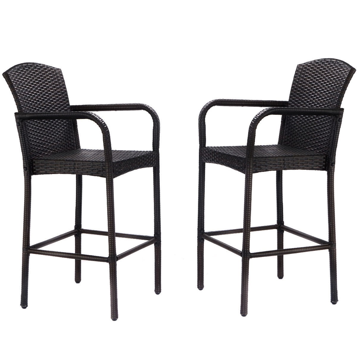 Gymax 2pc Rattan Wicker Bar Stool High Armrest Chair Patio Walmart Canada Gymax 2pc Rattan Wicker Bar Stool High Armrest Chair Patio Walmart Canada
