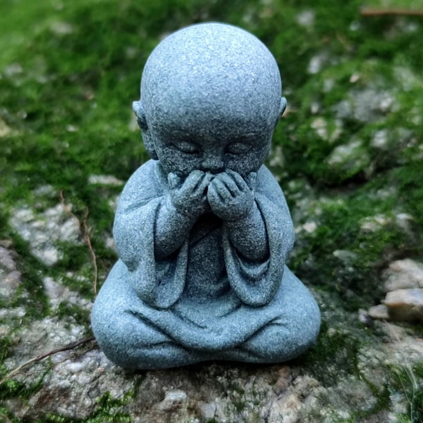 Estatuilla de estatua de Buda para meditando - Escultura de monje de jardín, decoración interior para el hogar, decoración de patio de jardín No estoy diciendo perfecl Monje Estatua de Buda