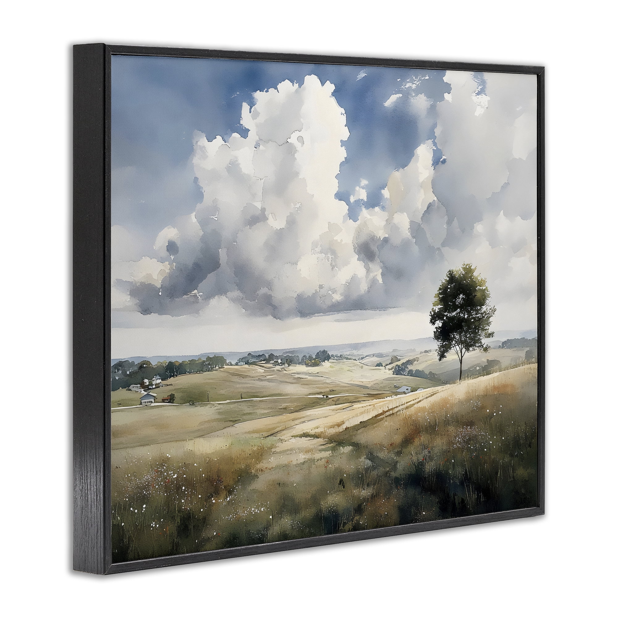Stupell Industries Pretty Hills with Solitary Tree Black Framed Giclee Art, design by Franklyn Gregory