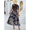 thumbnail image 6 of YNIQUE Women's Casual Dress Deep V-Neck Short Sleeve Chiffon Elegant Long Dresses, 6 of 7
