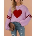 thumbnail image 2 of Sweaters for Women Striped Heart Sweater Valentine's Day Long Sleeve Crewneck Knitted Sweaters Winter Alsol Lamesa, 2 of 6