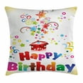 thumbnail image 1 of Birthday Decorations Throw Pillow Cushion Cover, Stars Swirls Spirals Circles Coming Out of Present Surprise Happiness, Decorative Square Accent Pillow Case, 16 X 16 Inches, Multicolor, by Ambesonne, 1 of 2