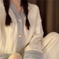 thumbnail image 2 of Pijama de franela para mujer, otoño e invierno, manga larga, estilo traje de vellón grueso, aspecto alto, vellón coral de invierno, 2 of 4
