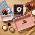 thumbnail image 3 of ZCXP 3-Piece Pink Champagne Ceramic Bakeware Set, Nesting Stoneware Baking Dishes, Oven-Safe Up to 450°F, Dishwasher Safe, PFOA & BPA Free, 3 of 6