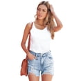 thumbnail image 4 of ABPHQTO Shorts de mezclilla desgastados de tiro alto azul cielo para mujer, 4 of 5