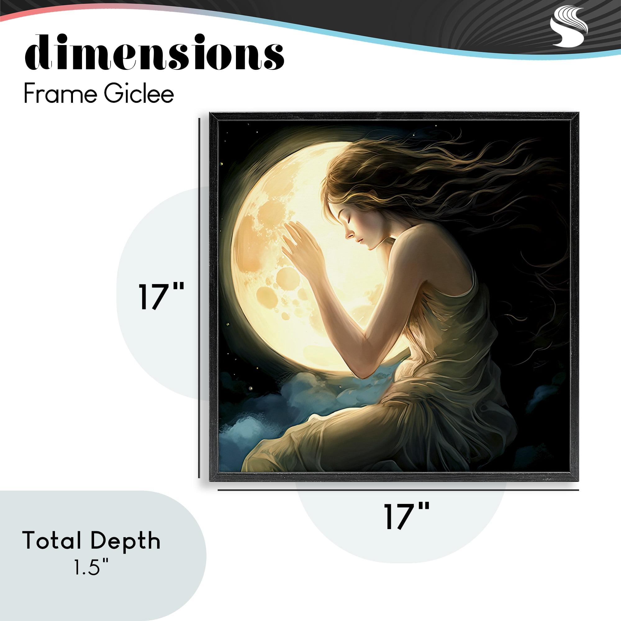 Ethereal Moon Love Black Framed Giclee Art, design by Sasha