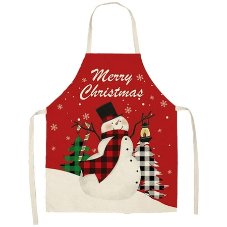

Sukalun Christmas Aprons for Women | Merry Christmas Kitchen Chef Apron Black and Red Plaid Aprons | Cooking/Baking/Grill/BBQ Linen Christmas Apron for Men & Adults 5 Different Styles