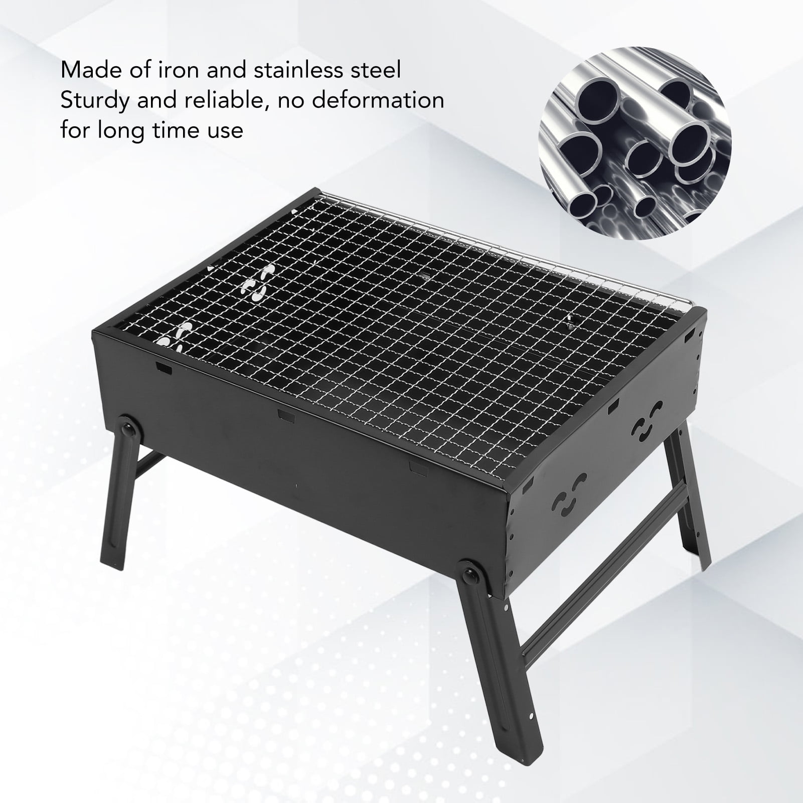 BOKYAN Portable Charcoal Grill Iron Stainless Steel Folding Barbecue BBQ Tool for Outdoor Backyard Cooking Camping Picnics