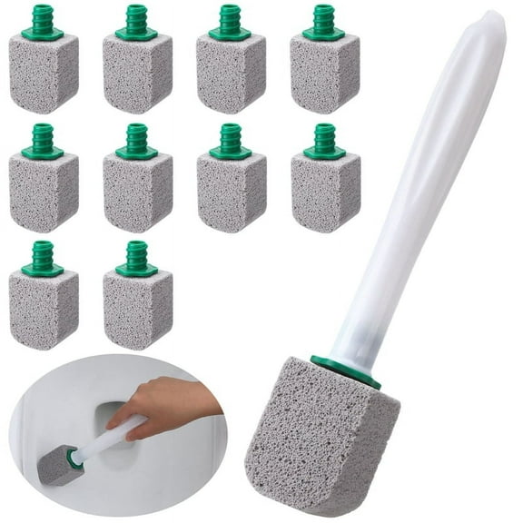 Armscye Pumice Stone Toilet Bowl Cleaner, Bathroom Cleaner Brush Toilet Wand Refills with 18CM Long Handle for Remove Hard Water Stains with 1 Wand  10 Pumice Stones